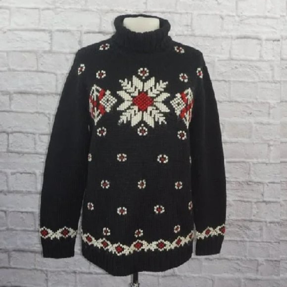 Vintage 90s Worsted Wool Mohair Chunky Knit Turtleneck Sweater - Picture 7 of 7